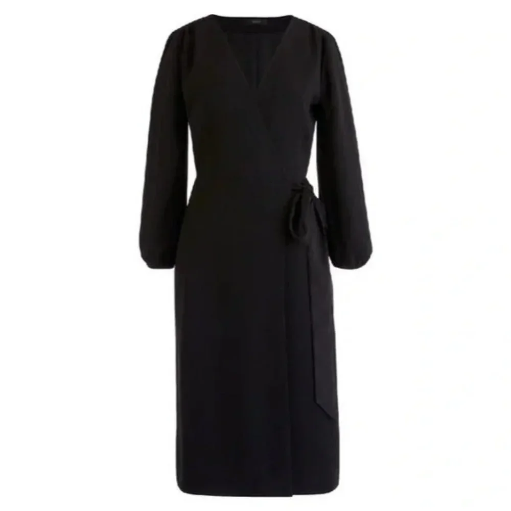 NWT J. Crew Black Wrap Dress. SZ 2
